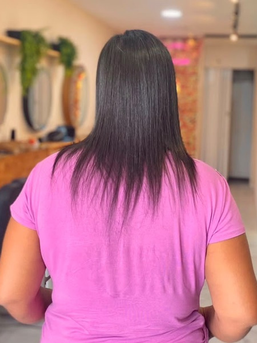 Antes: cabelo natural